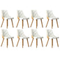 8x Wooden Dining Chairs Leather Padded White