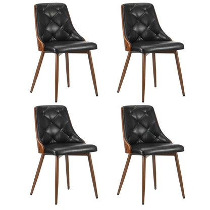 4x Dining Chairs Retro Cafe PU Leather Seat Black & White Kitchen Restaurant Chairs