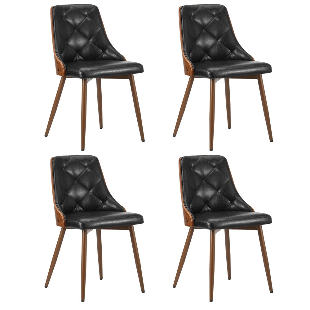 4x Dining Chairs Retro Cafe PU Leather Seat Black & White Kitchen Restaurant Chairs