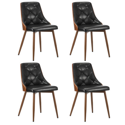 4x Dining Chairs Retro Cafe PU Leather Seat Black & White Kitchen Restaurant Chairs