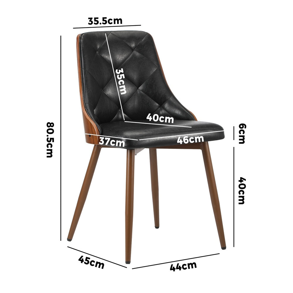 4x Dining Chairs Retro Cafe PU Leather Seat Black & White Kitchen Restaurant Chairs