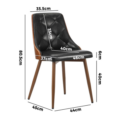 4x Dining Chairs Retro Cafe PU Leather Seat Black & White Kitchen Restaurant Chairs