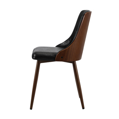 4x Dining Chairs Retro Cafe PU Leather Seat Black & White Kitchen Restaurant Chairs