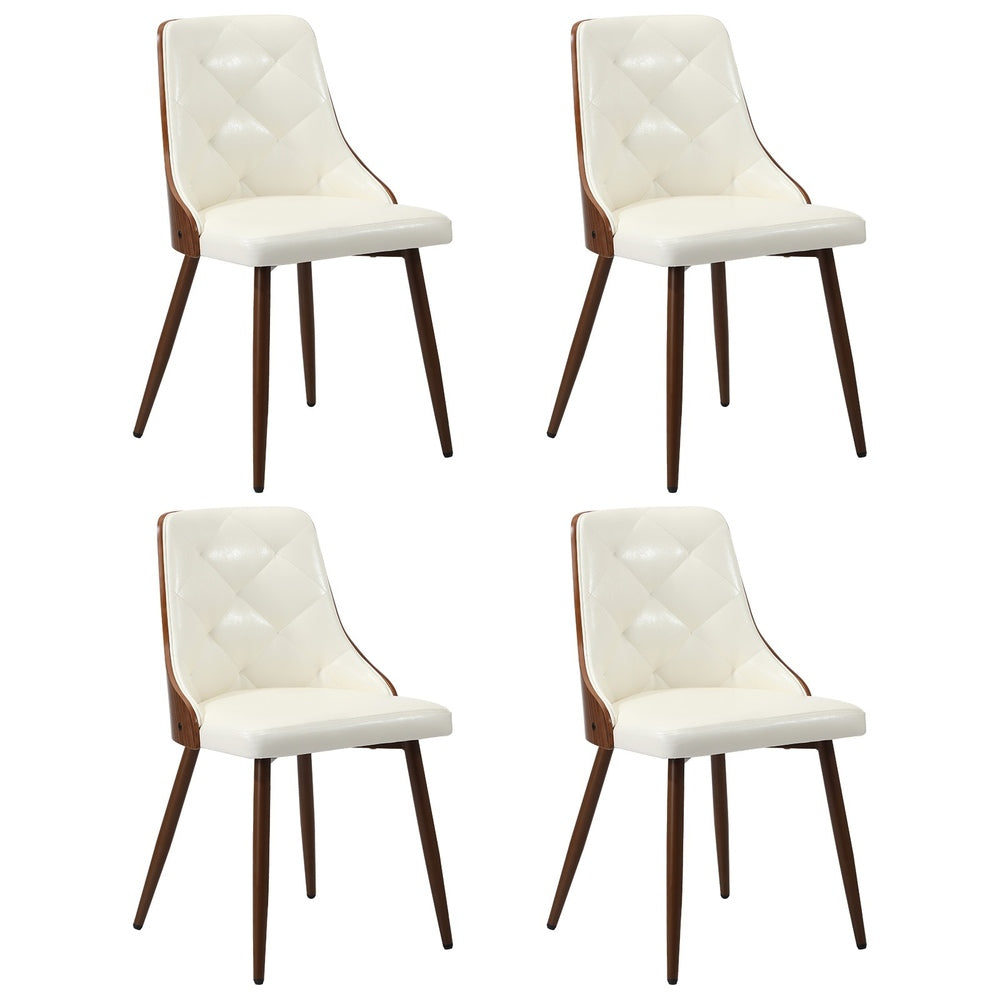 4x Dining Chairs Retro Cafe PU Leather Seat Black & White Kitchen Restaurant Chairs