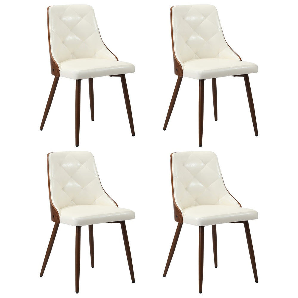 4x Dining Chairs Retro Cafe PU Leather Seat Black & White Kitchen Restaurant Chairs