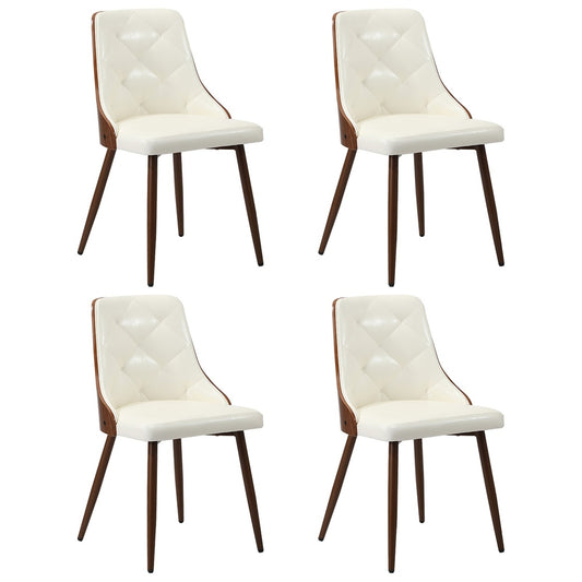 4x Dining Chairs Retro Cafe PU Leather Seat Black & White Kitchen Restaurant Chairs
