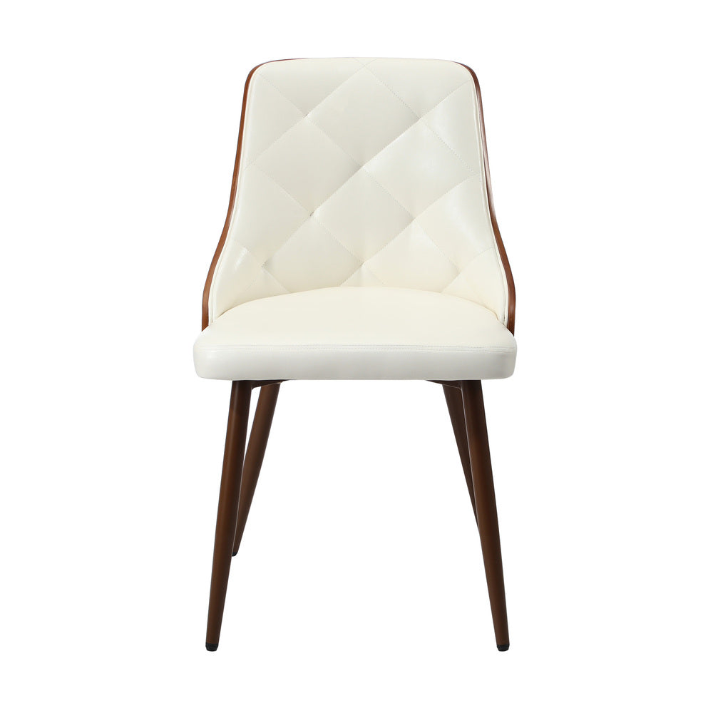 4x Dining Chairs Retro Cafe PU Leather Seat Black & White Kitchen Restaurant Chairs