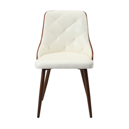 4x Dining Chairs Retro Cafe PU Leather Seat Black & White Kitchen Restaurant Chairs