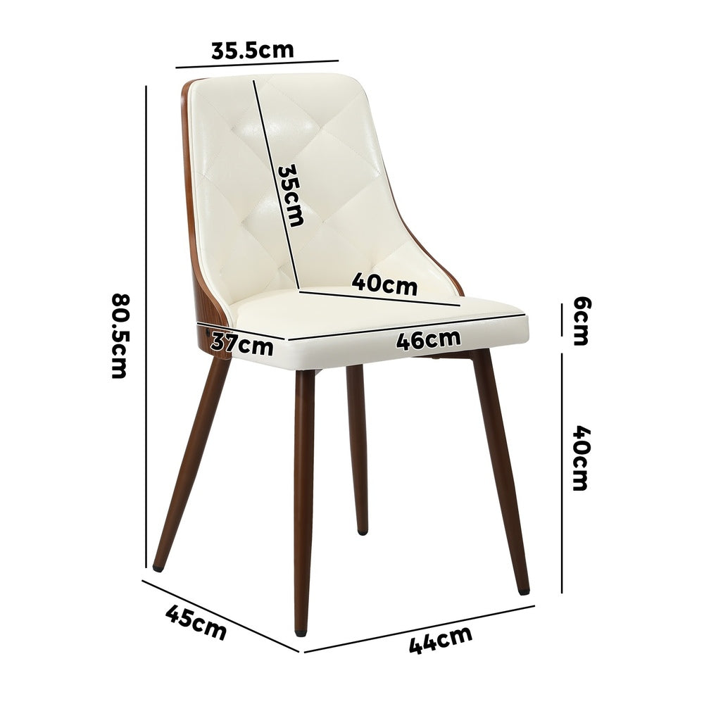 4x Dining Chairs Retro Cafe PU Leather Seat Black & White Kitchen Restaurant Chairs