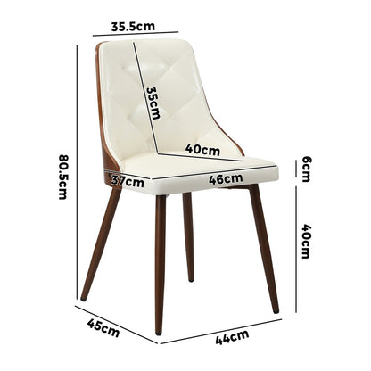 4x Dining Chairs Retro Cafe PU Leather Seat Black & White Kitchen Restaurant Chairs