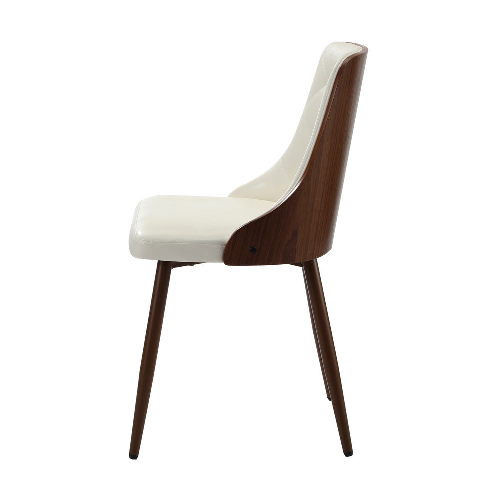 4x Dining Chairs Retro Cafe PU Leather Seat Black & White Kitchen Restaurant Chairs