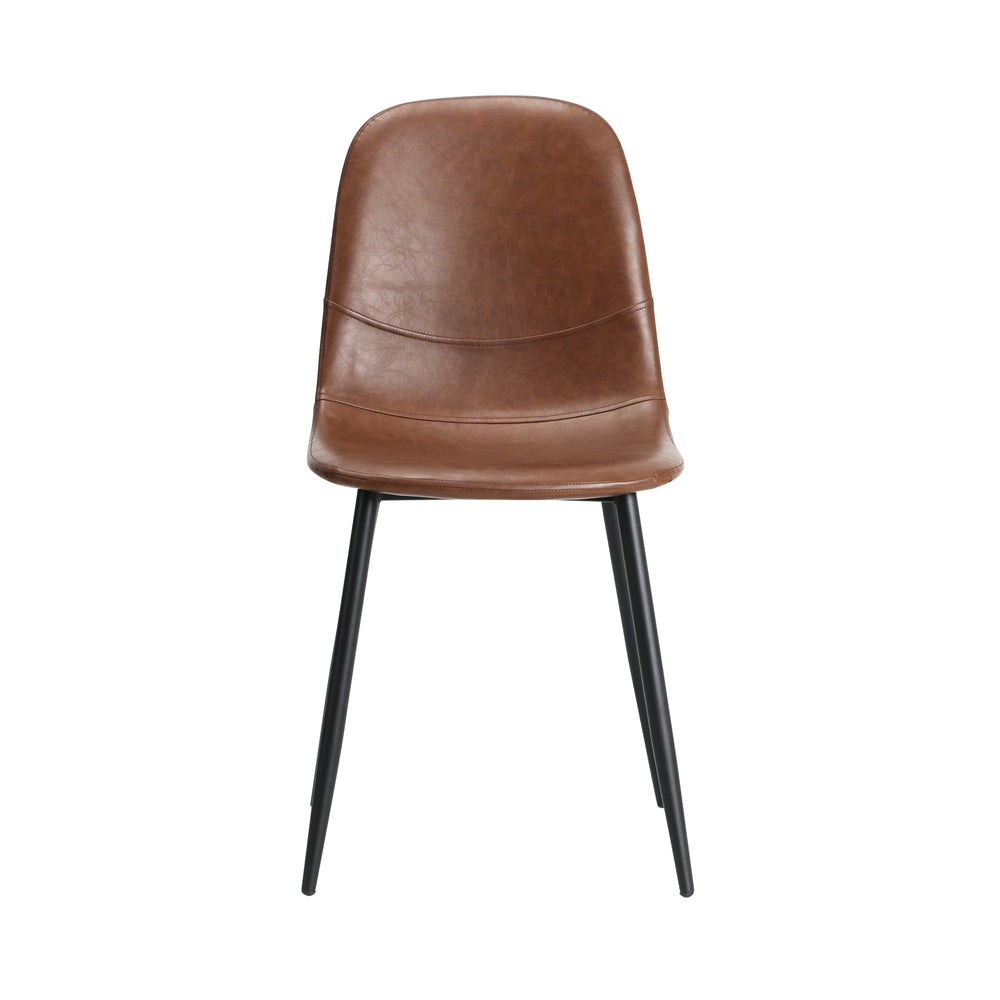 2x Dining Chairs Lounge Room PU Leather Brown