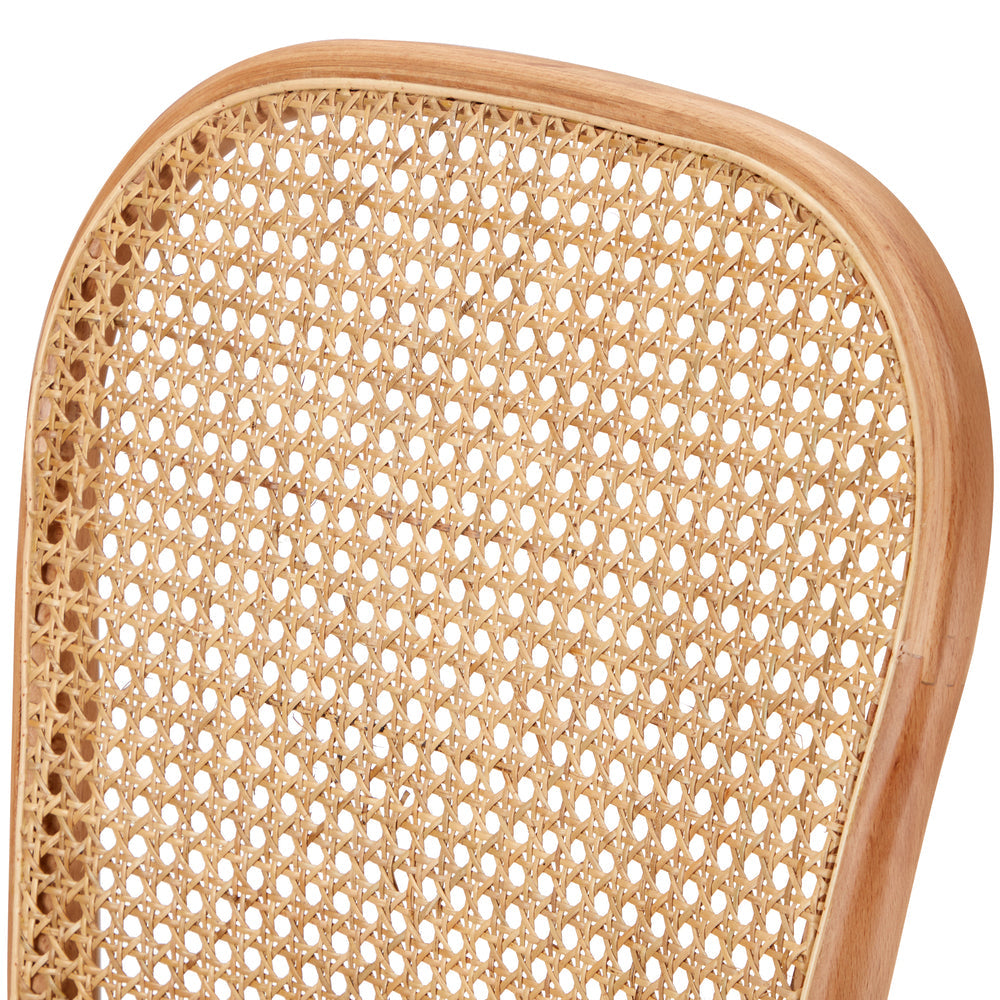 2PCS Dining Chairs Wooden Rattan Black/Beige