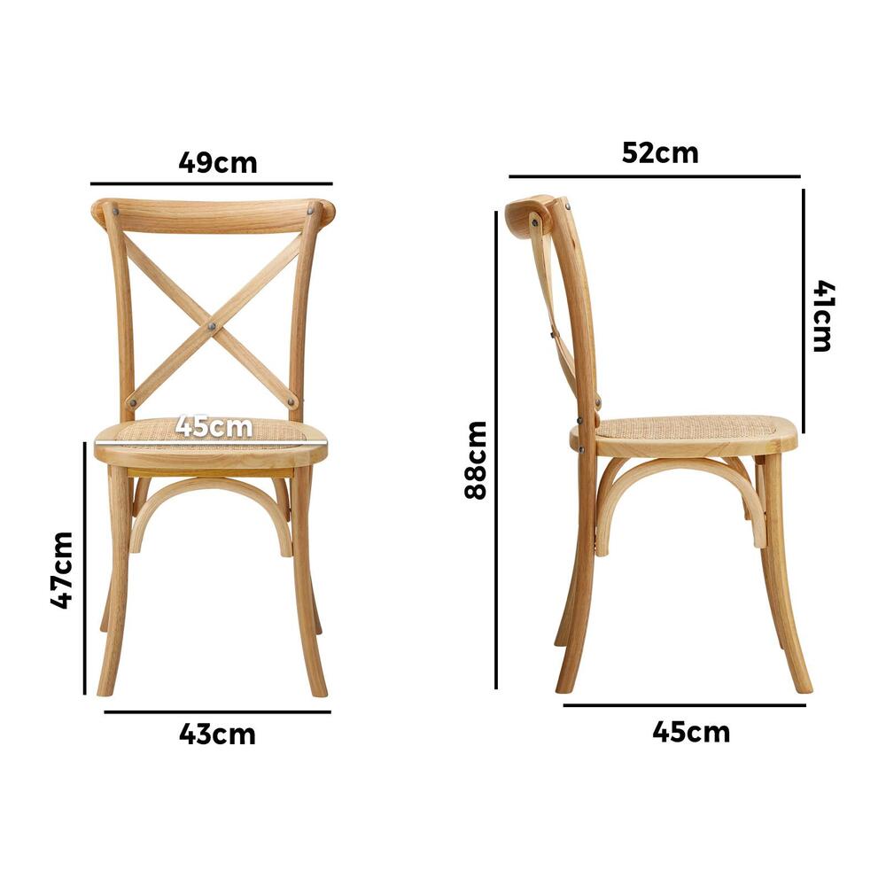 2 Pcs Dining Chair with Crossback Wooden Kitchen Black/Wood
