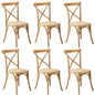 6PCS Crossback Dining Chair Ratan Seat Natural
