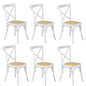 6PCS Crossback Dining Chair Ratan Seat White