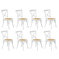 8PCS Crossback Dining Chair Solid Wood Ratan Seat White