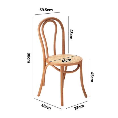 Wooden Dining Chair Ratan Seat Black/Natural/White