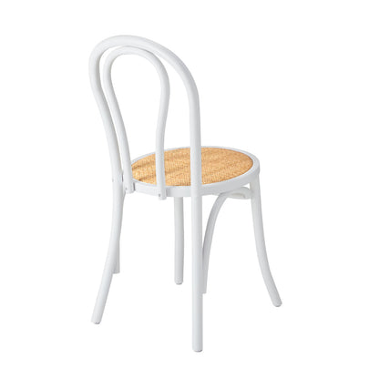 2PCS Wooden Dining Chair Ratan Seat White