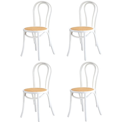 Wooden Dining Chair Ratan Seat Black/Natural/White