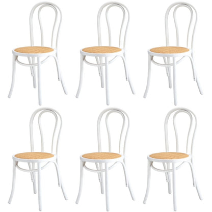Wooden Dining Chair Ratan Seat Black/Natural/White