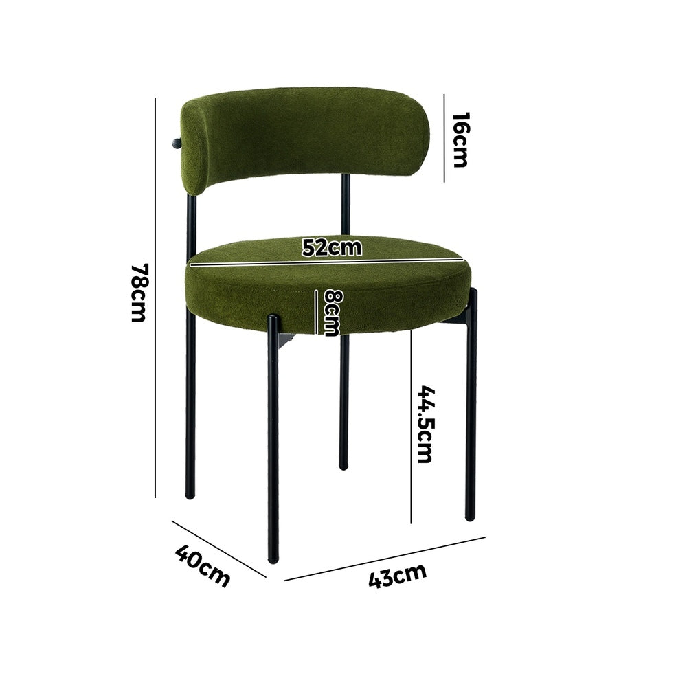 8x & 6x Dining Chair Round Boucle Seats Backrest Green
