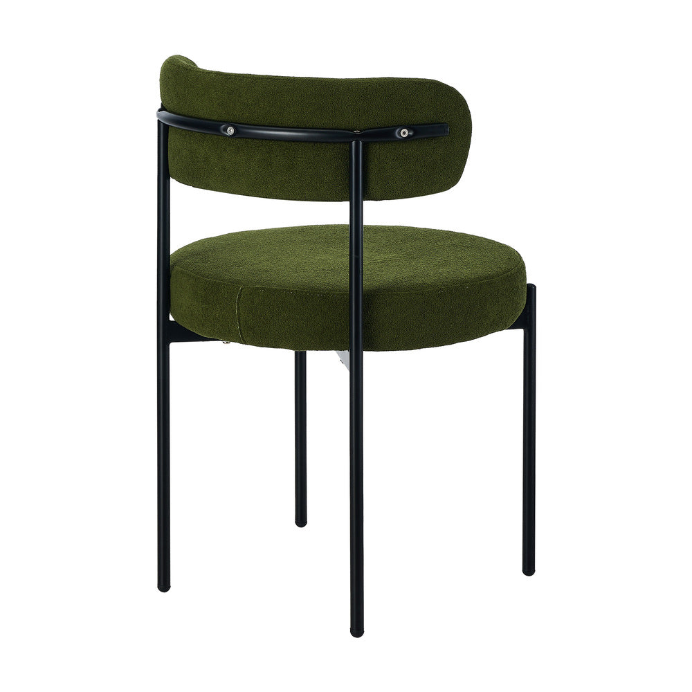 8x & 6x Dining Chair Round Boucle Seats Backrest Green