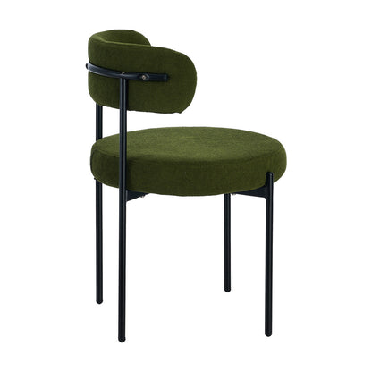 8x & 6x Dining Chair Round Boucle Seats Backrest Green