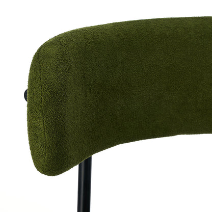 8x & 6x Dining Chair Round Boucle Seats Backrest Green
