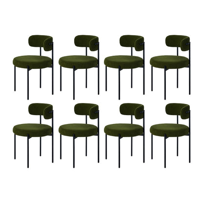 8x & 6x Dining Chair Round Boucle Seats Backrest Green