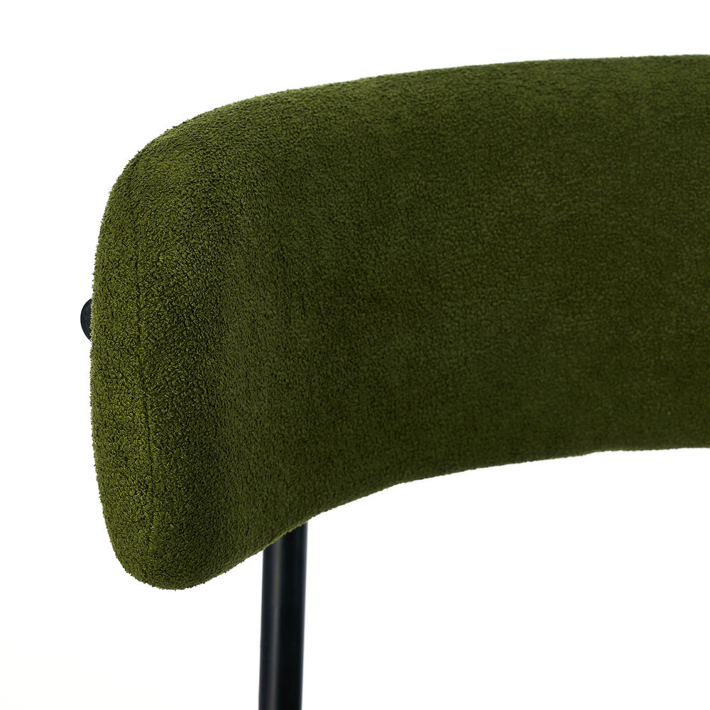 8x & 6x Dining Chair Round Boucle Seats Backrest Green