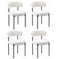Dining Chair Round Boucle Backrest Dark Grey/White