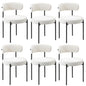Dining Chair Round Boucle Backrest Dark Grey/White
