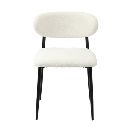 4x Dining Chairs Boucle Fabric Black&White