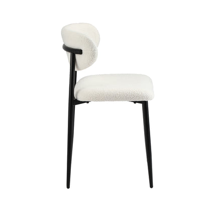 4x Dining Chairs Boucle Fabric Black&White