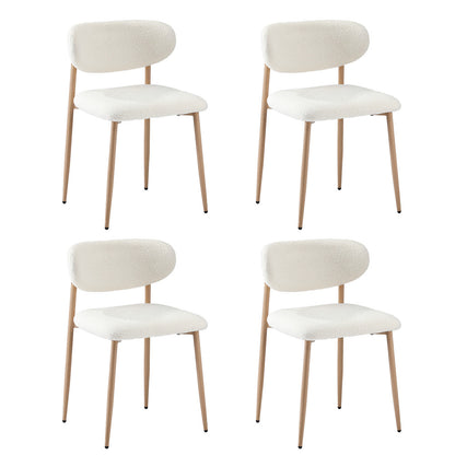 4x Dining Chairs Boucle Fabric Black&White