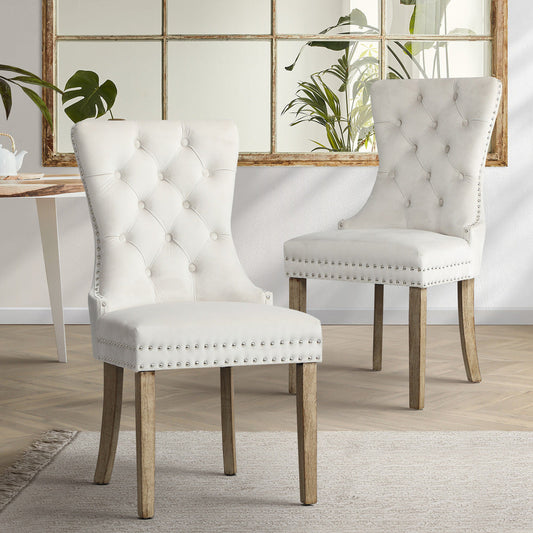 Modern Grey Wooden Frame Dining Chairs with Tufted Upholstery