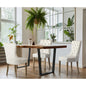 Velvet/Leather Dining Chairs French Provincial Tufted Beige/Black