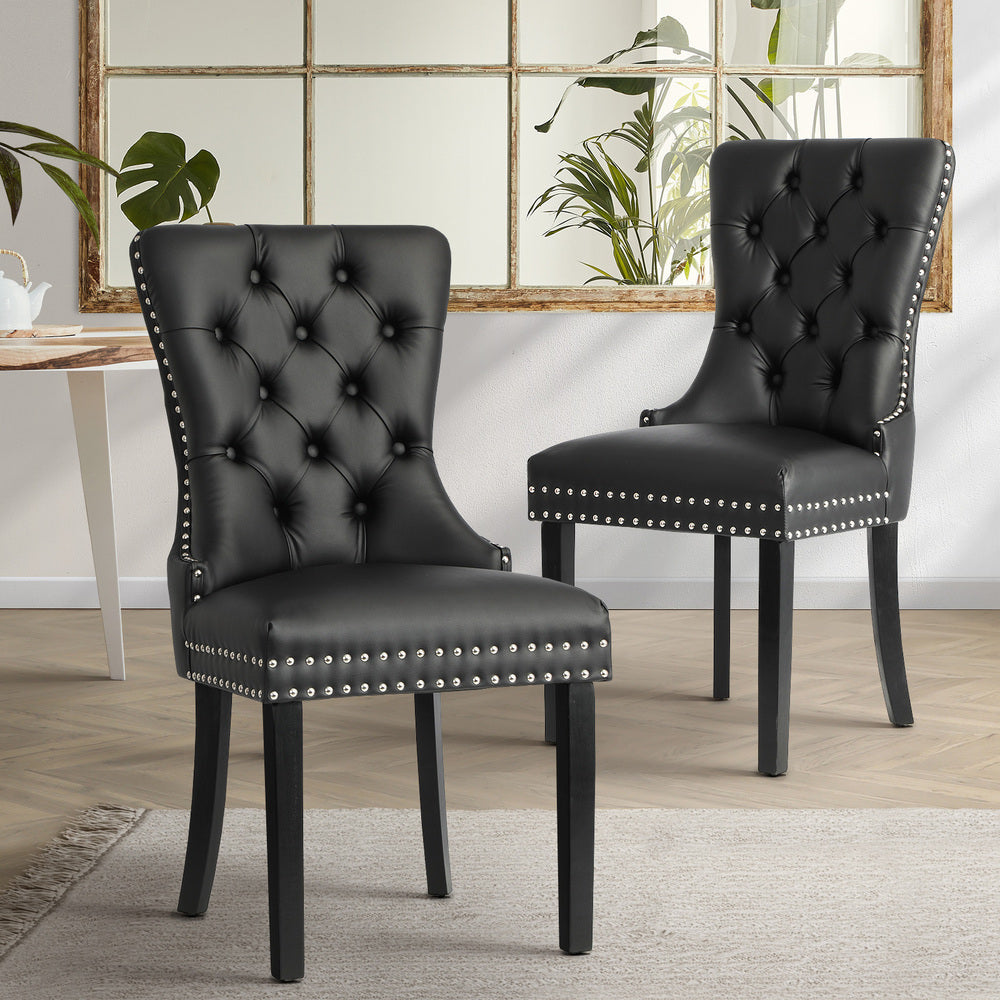 Modern Grey Wooden Frame Dining Chairs with Tufted Upholstery