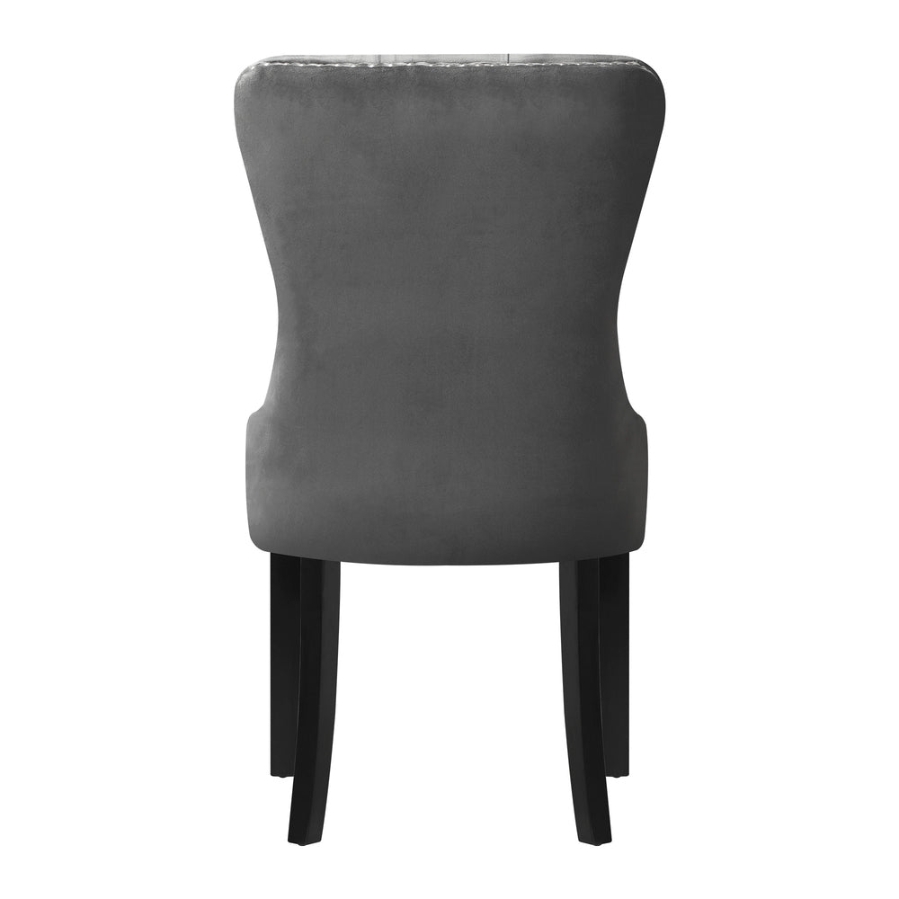 Modern Grey Wooden Frame Dining Chairs with Tufted Upholstery
