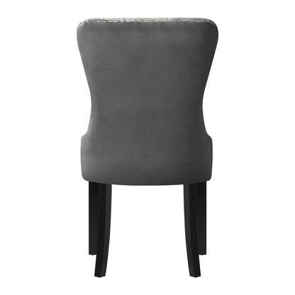 Modern Grey Wooden Frame Dining Chairs with Tufted Upholstery