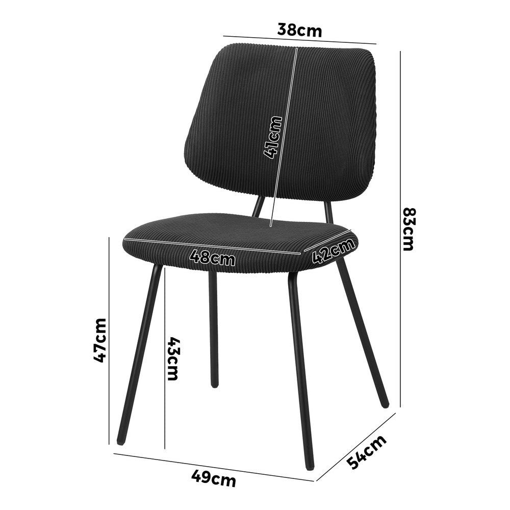 2x Dining Chair Vintage Retro Polyester Dark Grey
