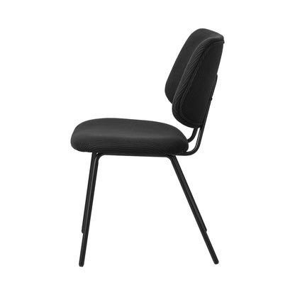 6x Dining Chairs Vintage Retro Dark Grey & Black Polyester Padded Kitchen Chairs