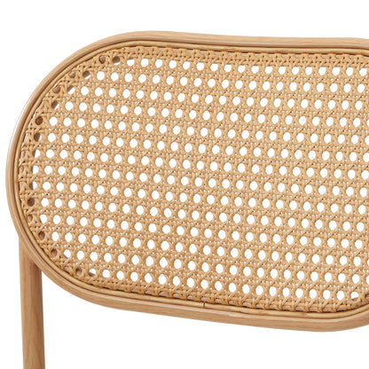 2PCS Rattan Dining Chair Sherpa PU Leather White/Black
