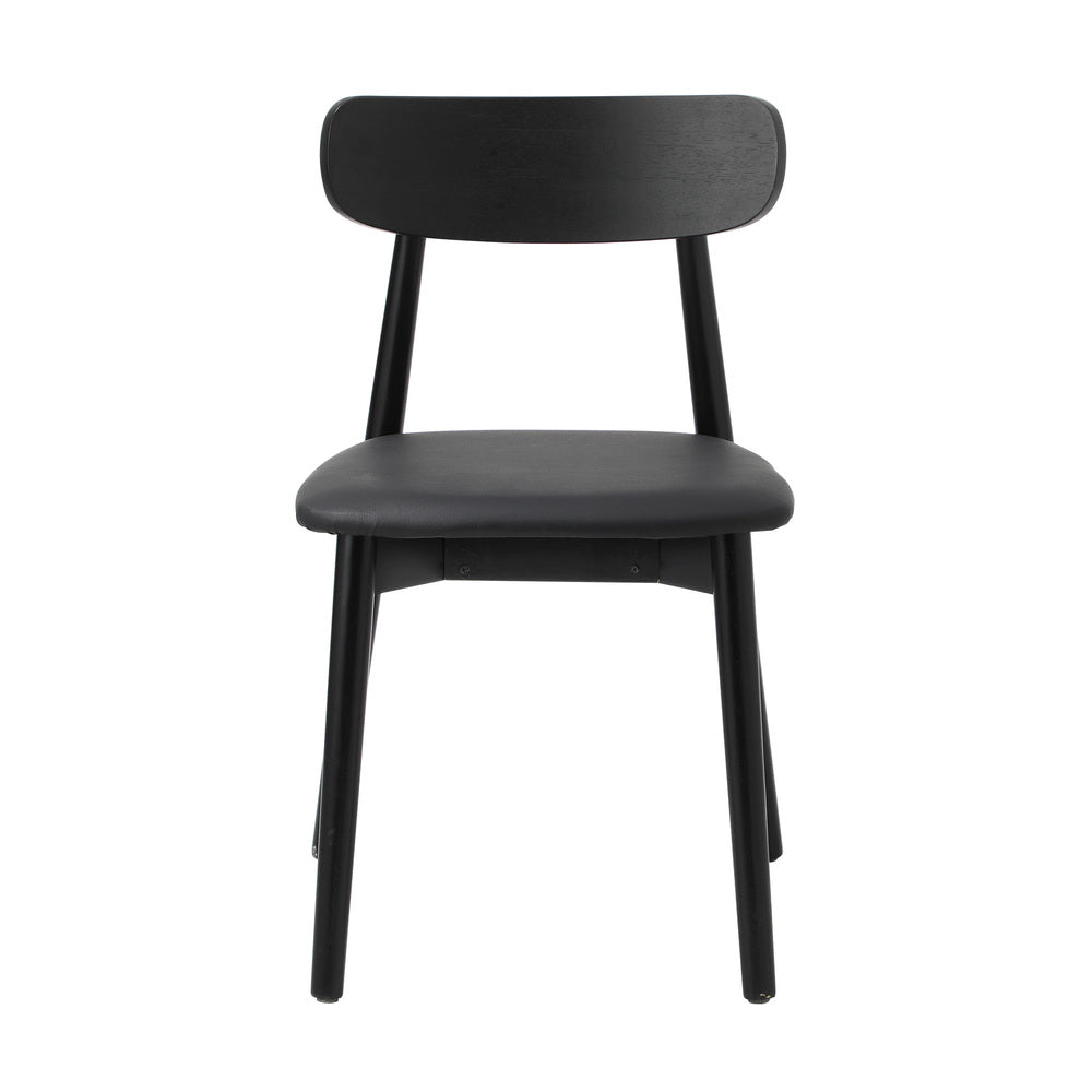 6x Dining Chairs PU Leather Solid Wood Black