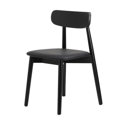 4x Dining Chairs PU Leather Solid Wood Black
