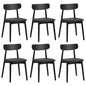 6x Dining Chairs PU Leather Solid Wood Black