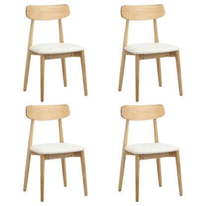4x Dining Chairs PU Leather Solid Wood Beige