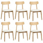 6x Dining Chairs PU Leather Solid Wood Beige
