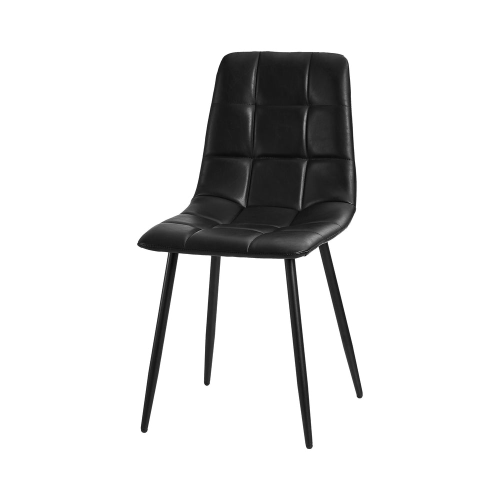 4x Dining Chairs PU Leather Padded Seat Retro Black & Grey
